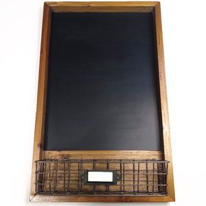 Rustic Chalk board Wall Sign With Wire Basket
